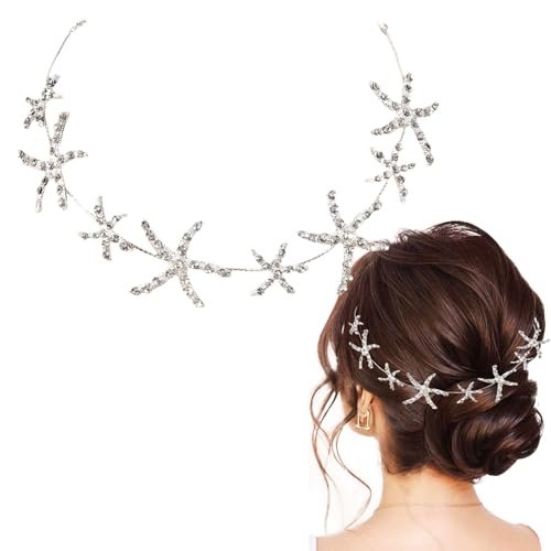 Jaczora Silver Rhinestone Starfish Headband - Elegant Seashell Hair Accessory for Women - görsel 2