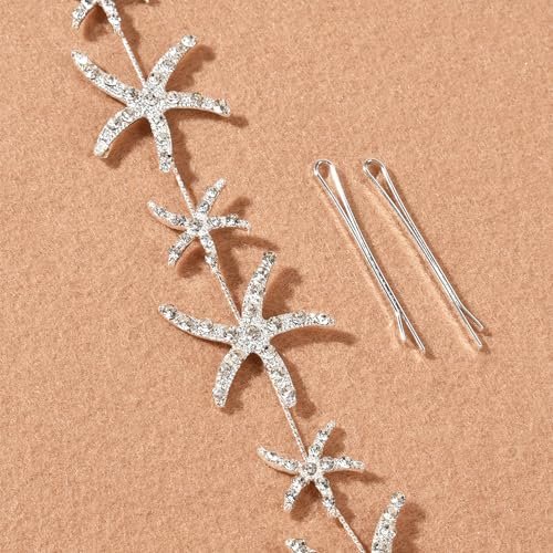 Jaczora Silver Rhinestone Starfish Headband - Elegant Seashell Hair Accessory for Women - görsel 6