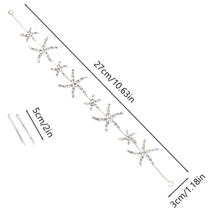 Jaczora Silver Rhinestone Starfish Headband - Elegant Seashell Hair Accessory for Women