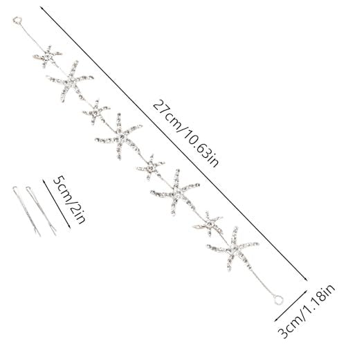 Jaczora Silver Rhinestone Starfish Headband - Elegant Seashell Hair Accessory for Women - görsel 4
