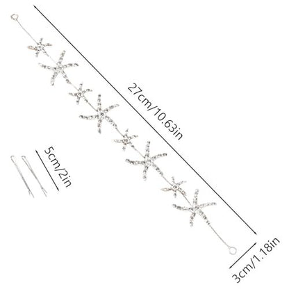 Jaczora Silver Rhinestone Starfish Headband - Elegant Seashell Hair Accessory for Women