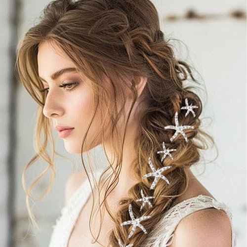 Jaczora Silver Rhinestone Starfish Headband - Elegant Seashell Hair Accessory for Women - görsel 12