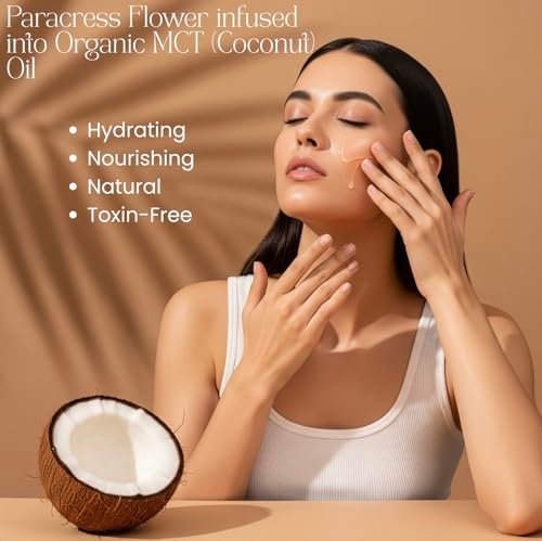 100% Organic Paracress Flower Spilanthes Facial Oil Serum - Anti-Aging & Moisturizing with MCT Coconut Oil, 1 Fl Oz Avelisse