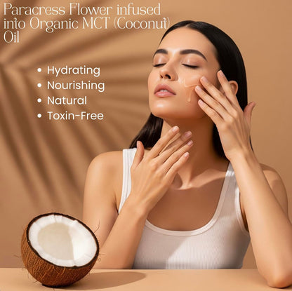 100% Organic Paracress Flower Spilanthes Facial Oil Serum - Anti-Aging & Moisturizing with MCT Coconut Oil, 1 Fl Oz Avelisse