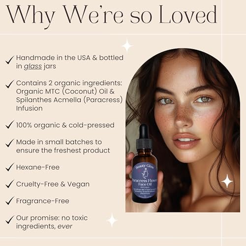 100% Organic Paracress Flower Spilanthes Facial Oil Serum - Anti-Aging & Moisturizing with MCT Coconut Oil, 1 Fl Oz Avelisse