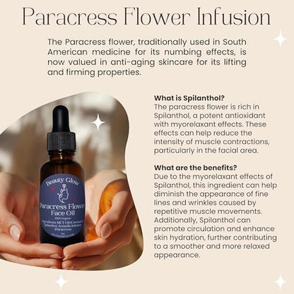 100% Organic Paracress Flower Spilanthes Facial Oil Serum - Anti-Aging & Moisturizing with MCT Coconut Oil, 1 Fl Oz Avelisse