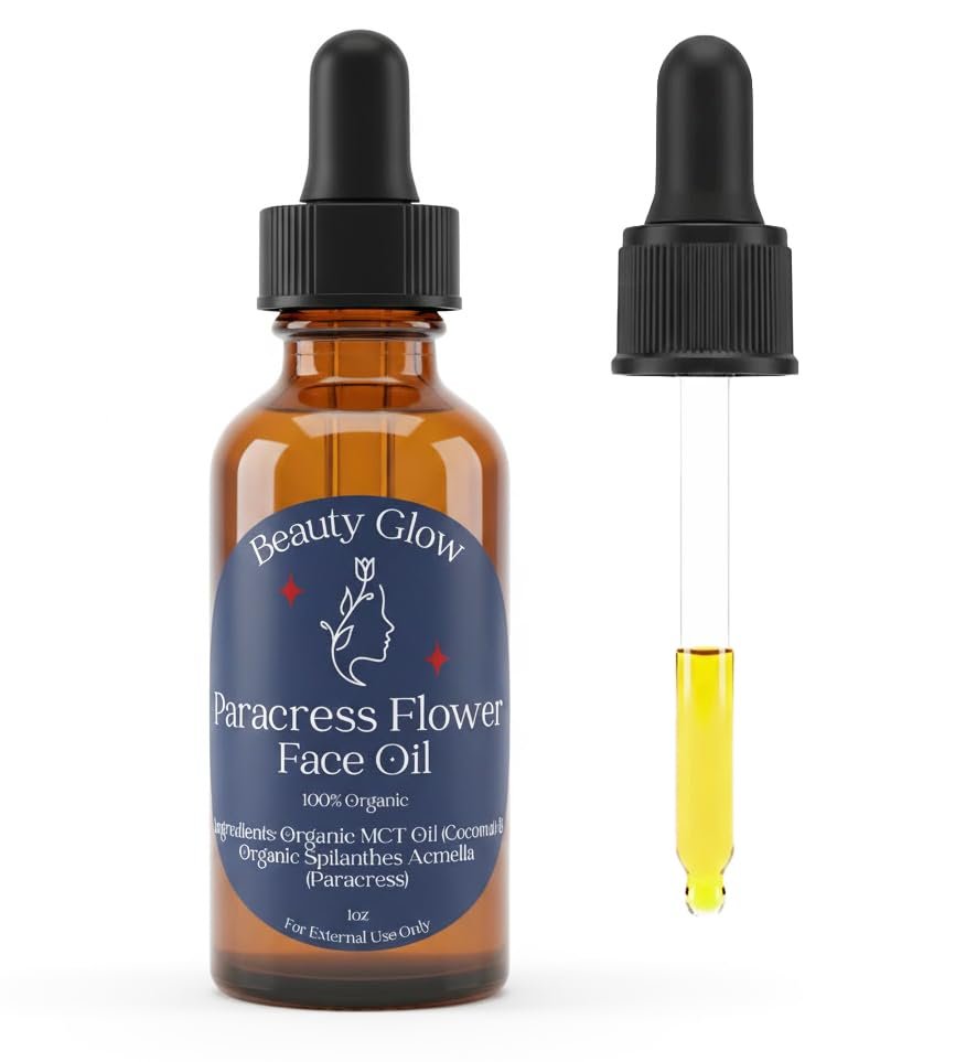 100% Organic Paracress Flower Spilanthes Facial Oil Serum - Anti-Aging & Moisturizing with MCT Coconut Oil, 1 Fl Oz Avelisse