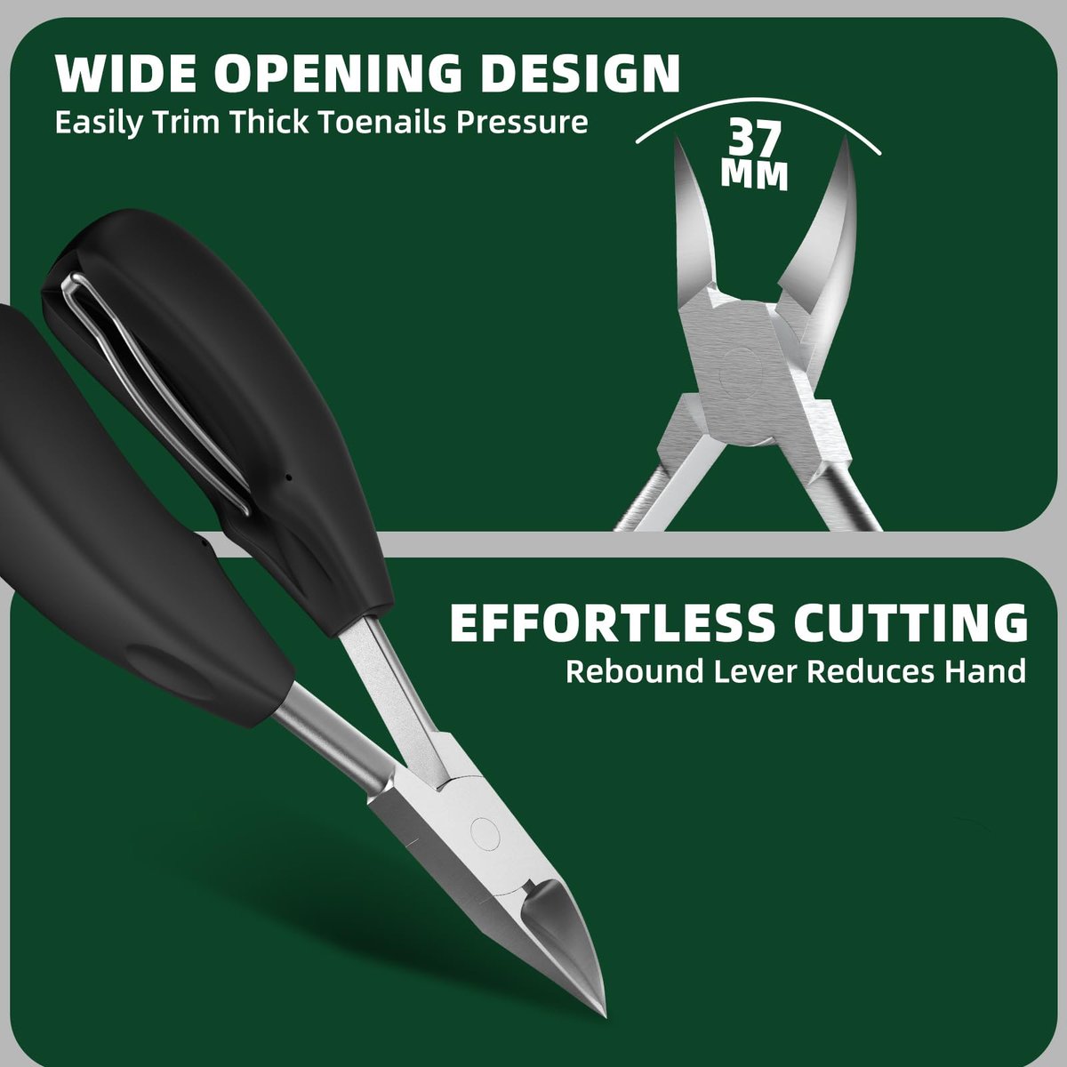 VANWIN Toenail Clippers for Seniors - Large Heavy Duty Toe Nail Clipper with 37mm Wide Opening for Thick Nails, Ingrown Nail Cutter, Stainless Steel Avelisse