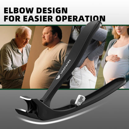 VANWIN Toenail Clippers for Thick Toenails - Heavy Duty Wide Jaw Large Toe Nail Clippers for Seniors, Angled Head & 45° Sharp Slanted Ingrown Toenail Clippers Set, Black Avelisse