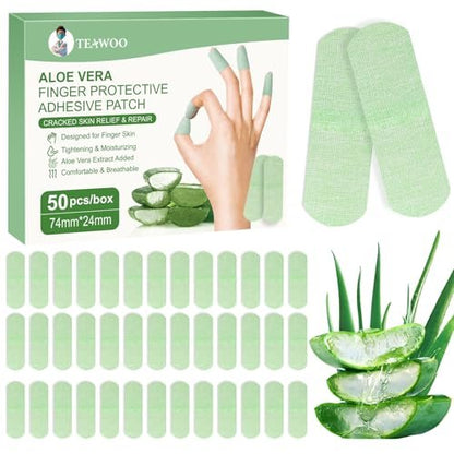 TEAWOO 50PCS Aloe Vera Cracked Hands Treatment Patches - Dry Cracked Hands Repair Bandage
