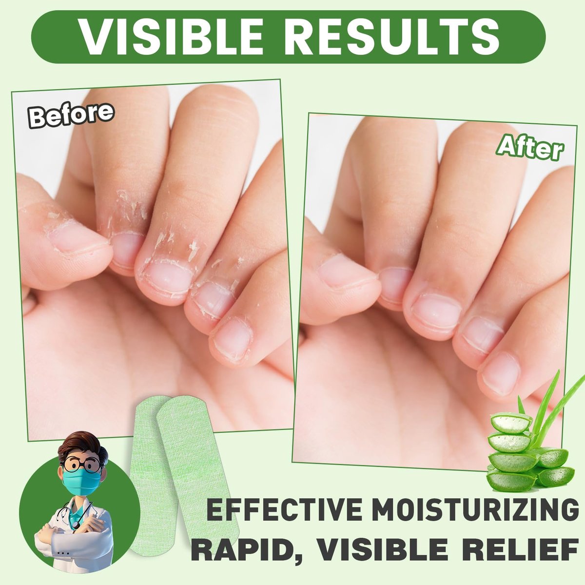 TEAWOO 50PCS Aloe Vera Cracked Hands Treatment Patches - Dry Cracked Hands Repair Bandage - görsel 5