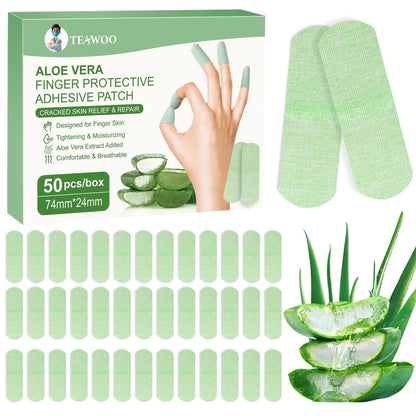 TEAWOO 50PCS Aloe Vera Cracked Hands Treatment Patches - Dry Cracked Hands Repair Bandage