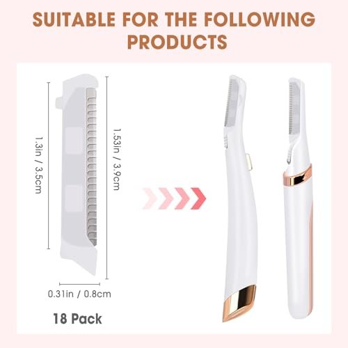 18-Pack Replacement Blades for Finishing Touch Flawless Dermaplane Glo Facial Exfoliation Razor - White Avelisse
