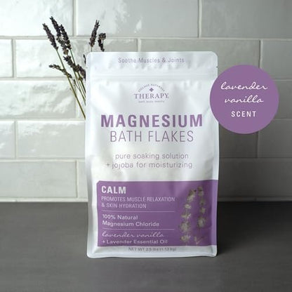 Village Naturals Therapy Calm Magnesium Bath Flakes – Lavender Vanilla, 2.5 lbs Avelisse