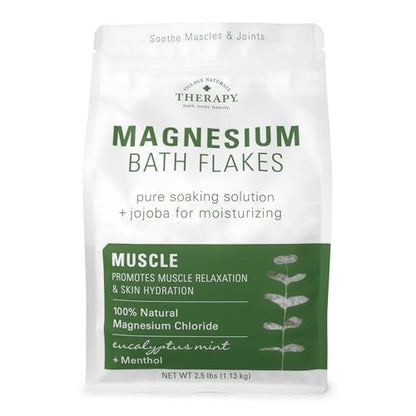 Village Naturals Therapy Muscle Magnesium Bath Flakes, Eucalyptus Mint & Menthol, 2.5 lbs Avelisse