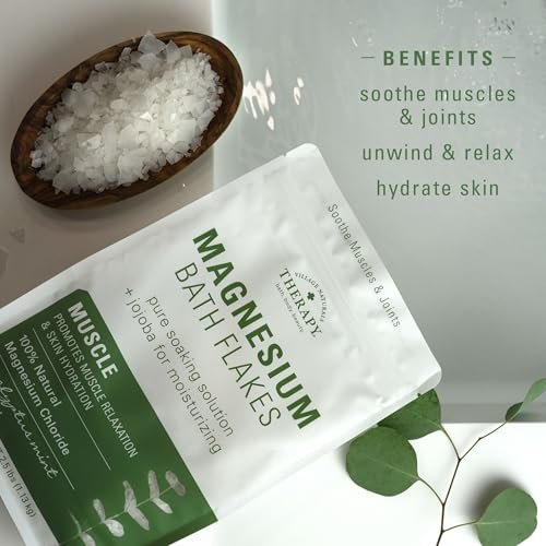 Village Naturals Therapy Muscle Magnesium Bath Flakes, Eucalyptus Mint & Menthol, 2.5 lbs Avelisse