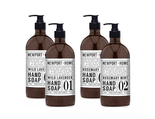 Newport Home Hand Soap, Wild Lavender and Rosemary Mint, 21.5 fl oz, Set of 4 - Home & Body Company Avelisse