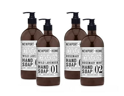 Newport Home Hand Soap, Wild Lavender and Rosemary Mint, 21.5 fl oz, Set of 4 - Home & Body Company Avelisse