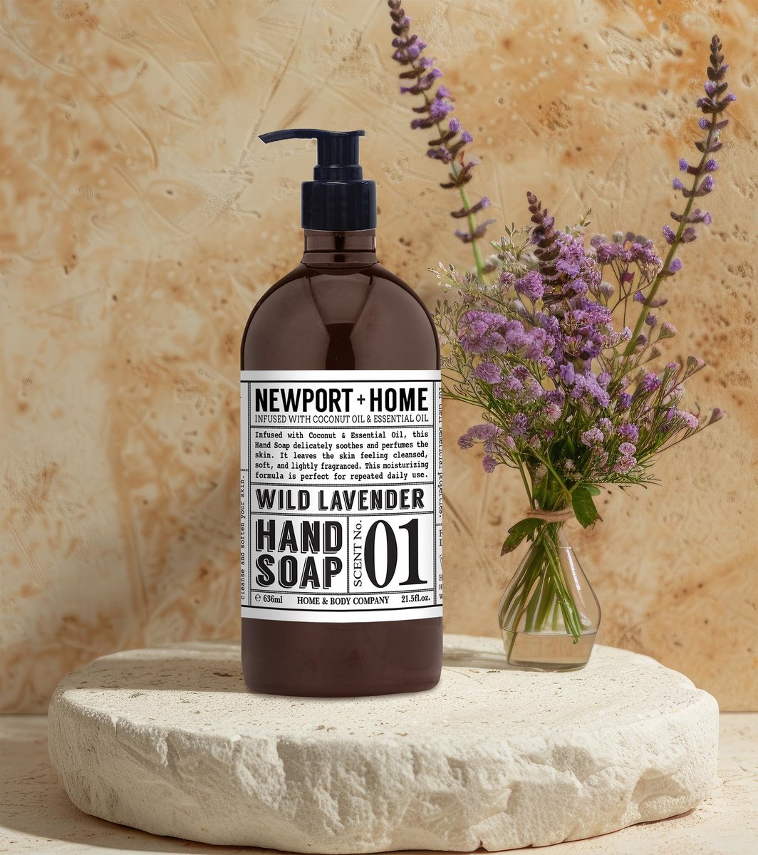 Newport Home Hand Soap, Wild Lavender and Rosemary Mint, 21.5 fl oz, Set of 4 - Home & Body Company Avelisse