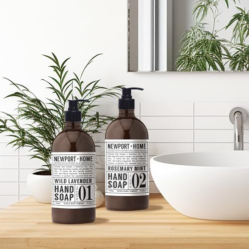 Newport Home Hand Soap, Wild Lavender and Rosemary Mint, 21.5 fl oz, Set of 4 - Home & Body Company Avelisse