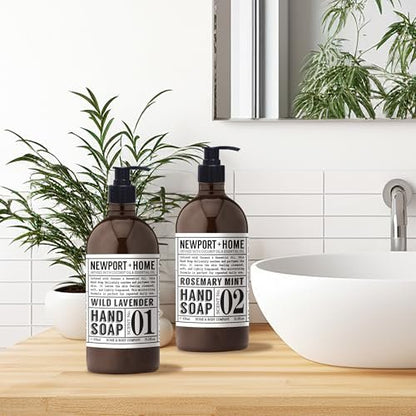 Newport Home Hand Soap, Wild Lavender and Rosemary Mint, 21.5 fl oz, Set of 4 - Home & Body Company Avelisse