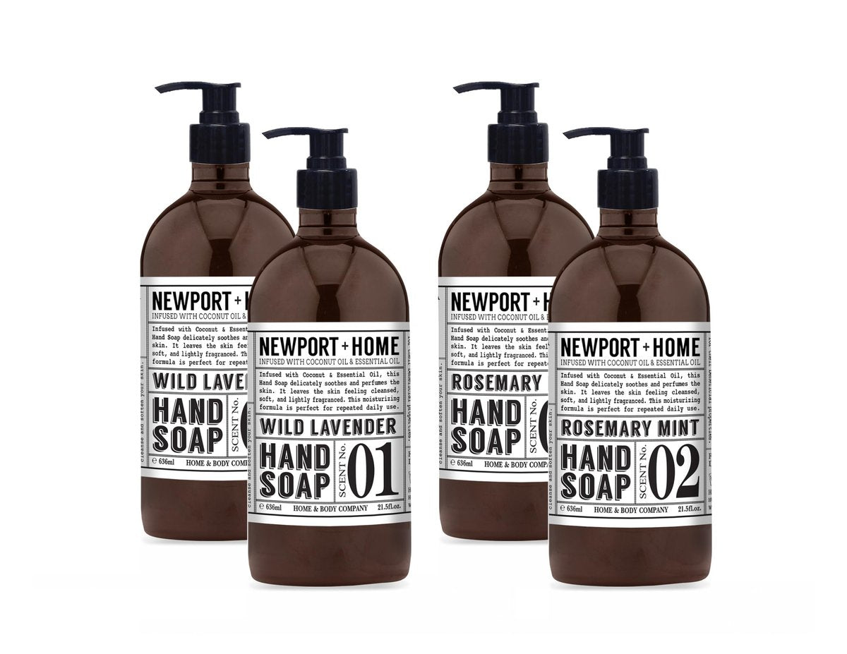 Newport Home Hand Soap, Wild Lavender and Rosemary Mint, 21.5 fl oz, Set of 4 - Home & Body Company Avelisse