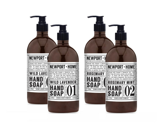 Newport Home Hand Soap, Wild Lavender and Rosemary Mint, 21.5 fl oz, Set of 4 - Home & Body Company Avelisse