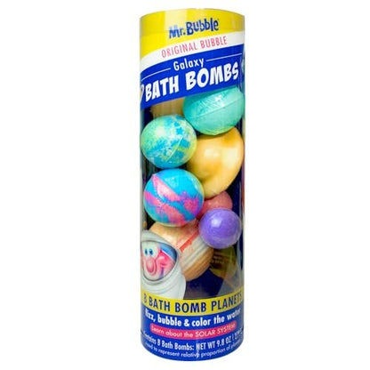 Mr. Bubble Galaxy Bath Bombs - Set of 8 Planet Bath Bombs, Signature Bubble Gum Scent, Multicolored