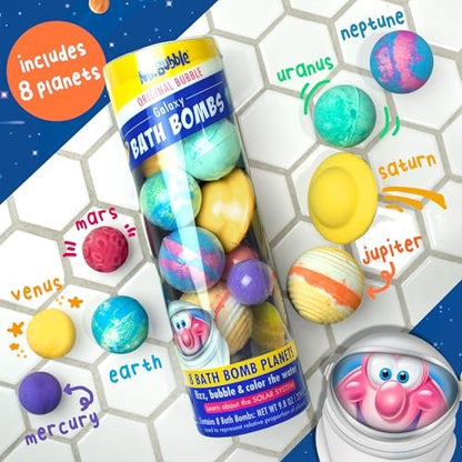 Mr. Bubble Galaxy Bath Bombs - Set of 8 Planet Bath Bombs, Signature Bubble Gum Scent, Multicolored