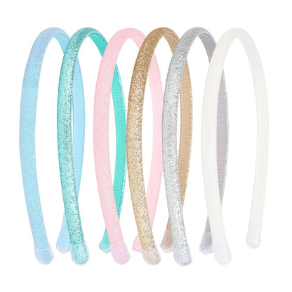 TODDER Thin Glitter Headbands for Girls – Sparkle Hair Accessories for Toddlers, Kids & Women (Pack of 6)