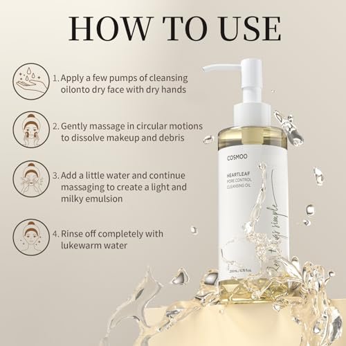 COSMOO Deep Cleansing Oil – Pore Control Oil Cleanser for Makeup Removal & Blackhead Care, Korean Skin Care, All Skin Types, 6.76 fl oz - görsel 14