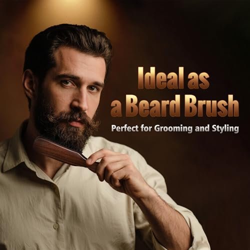 STYLEMATE Hair Brush for Men - Nylon Stiff Bristles Hard Firm Hair Brush for Thick Hair, Slick Back, Natural Black Walnut Wooden Handle for Smoothing, Detangling, Styling - görsel 14