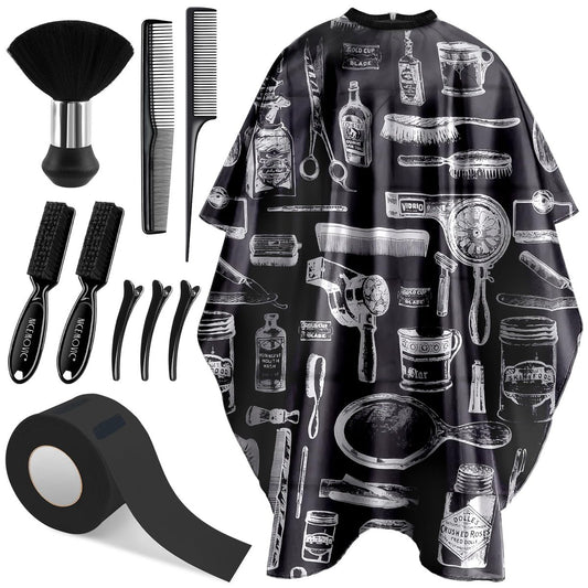 NICEMOVIC 10 in 1 Hair Cutting Barber Cape Set with Neck Duster, Brushes, Neck Strips, Combs & Clips – Professional Salon Accessories for Haircut Styling Avelisse