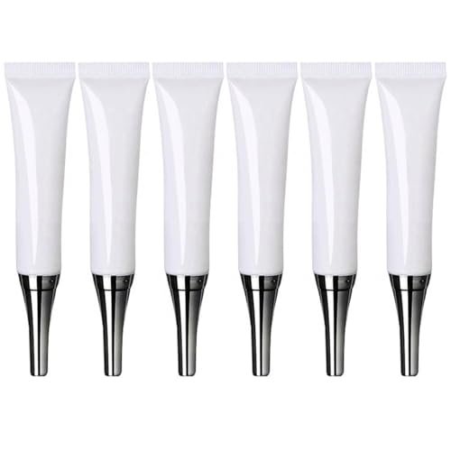 VASANA 6-Pack 15ml Empty Eye Cream Squeeze Tubes - White Plastic Soft Tubes with Silver Cap for DIY Cosmetics, Lip Balm, Gloss - görsel 2