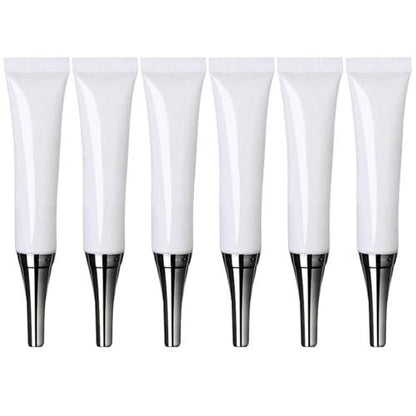 VASANA 6-Pack 15ml Empty Eye Cream Squeeze Tubes - White Plastic Soft Tubes with Silver Cap for DIY Cosmetics, Lip Balm, Gloss