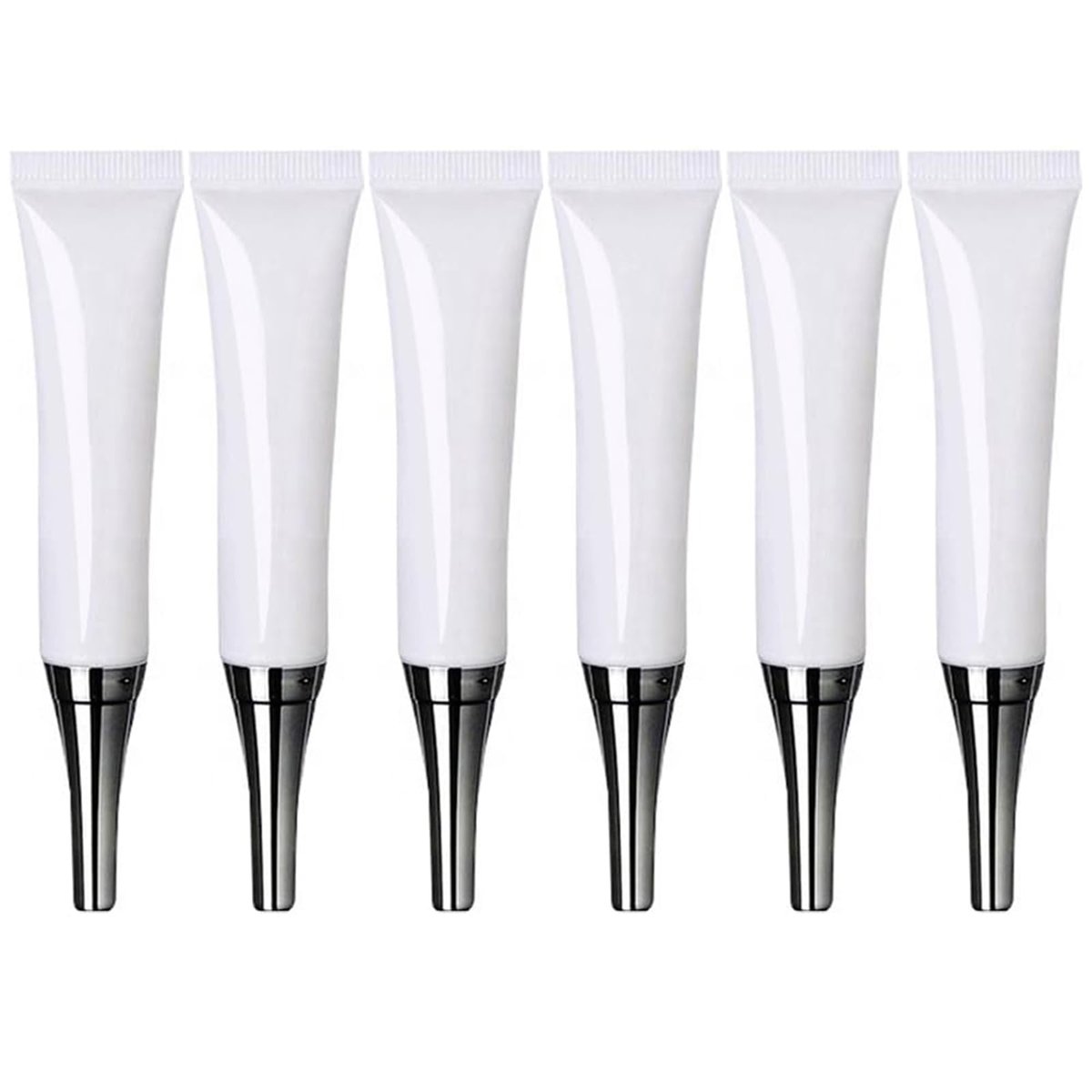 VASANA 6-Pack 15ml Empty Eye Cream Squeeze Tubes - White Plastic Soft Tubes with Silver Cap for DIY Cosmetics, Lip Balm, Gloss - görsel 1
