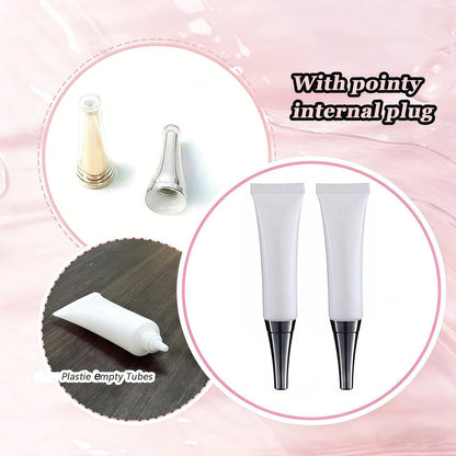 VASANA 6-Pack 15ml Empty Eye Cream Squeeze Tubes - White Plastic Soft Tubes with Silver Cap for DIY Cosmetics, Lip Balm, Gloss