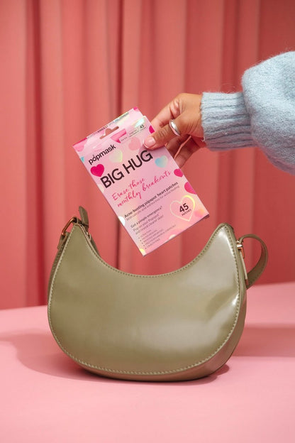 POPMASK Big Hug Hydrocolloid Pimple Patches with Salicylic Acid – 45 Colored Heart Shaped Acne Patches for Treating Pimples and Soothing Skin