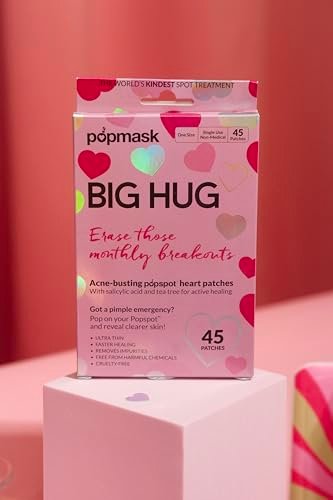 POPMASK Big Hug Hydrocolloid Pimple Patches with Salicylic Acid – 45 Colored Heart Shaped Acne Patches for Treating Pimples and Soothing Skin - görsel 4