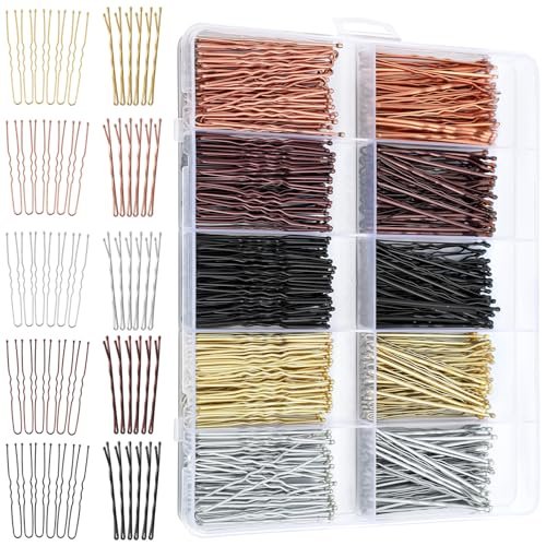 400 Pcs Bobby Pins Set, 2 Inch Hair Pins for Women and Girls, U-Shaped Pins for Buns, 5 Colors (Brown, Blonde, Black) Styling Pins with Storage Box - görsel 2