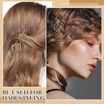 400 Pcs Bobby Pins Set, 2 Inch Hair Pins for Women and Girls, U-Shaped Pins for Buns, 5 Colors (Brown, Blonde, Black) Styling Pins with Storage Box