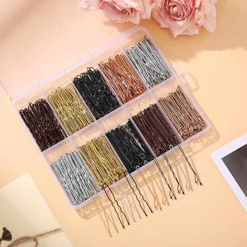 400 Pcs Bobby Pins Set, 2 Inch Hair Pins for Women and Girls, U-Shaped Pins for Buns, 5 Colors (Brown, Blonde, Black) Styling Pins with Storage Box - görsel 14