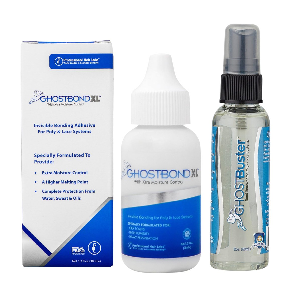 GHOSTBOND XL 1.3oz & Ghostbuster 2oz – Waterproof Wig Glue and Quick-Acting Adhesive Remover for Lace Wigs, Toupees, and Hair Extensions Avelisse