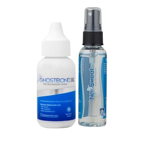 GHOSTBOND XL 1.3oz & No Sweat Scalp Antiperspirant 2oz Set – Water & Oil-Resistant Wig Glue and Sweat-Control Formula for Secure Bonding of Lace Wigs & Hair Systems Avelisse