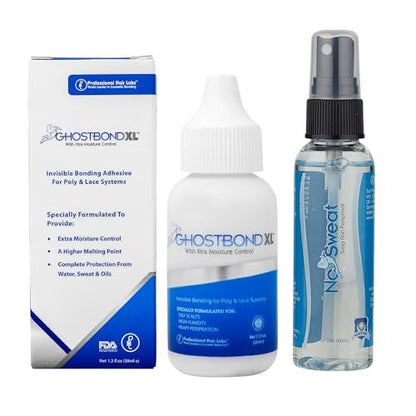 GHOSTBOND XL 1.3oz & No Sweat Scalp Antiperspirant 2oz Set – Water & Oil-Resistant Wig Glue and Sweat-Control Formula for Secure Bonding of Lace Wigs & Hair Systems Avelisse