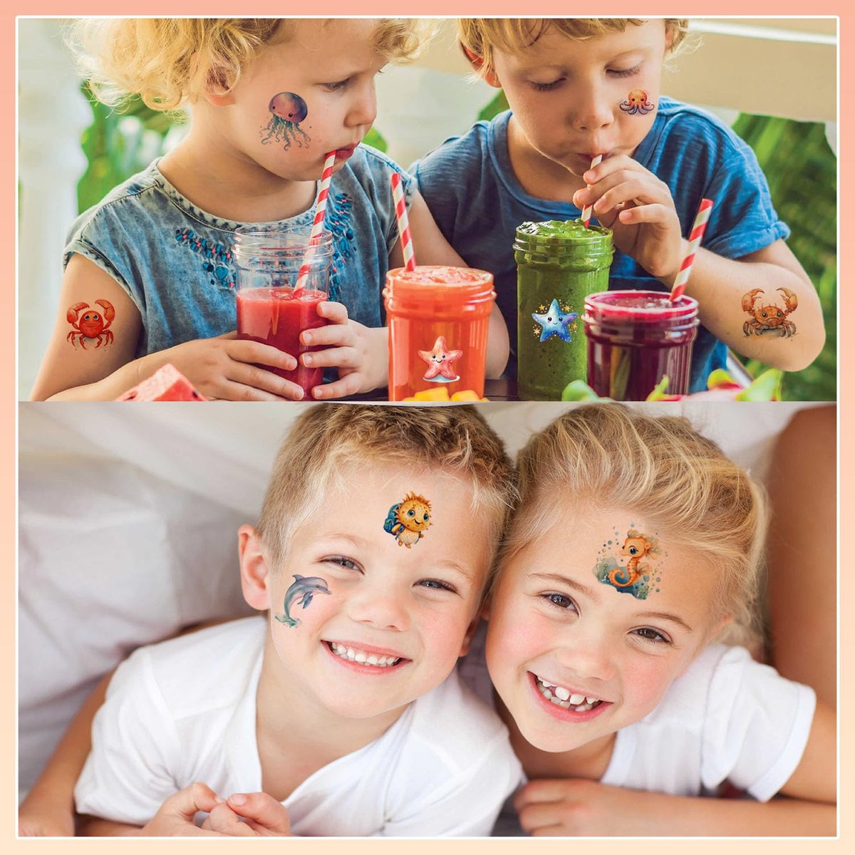 102 PCS Individually Wrapped Ocean Animals Temporary Tattoos for Kids – Cute Sea Creature Stickers for Girls, Boys, Body, Arm, Shoulder – Birthday Party Supplies & Gifts - görsel 7