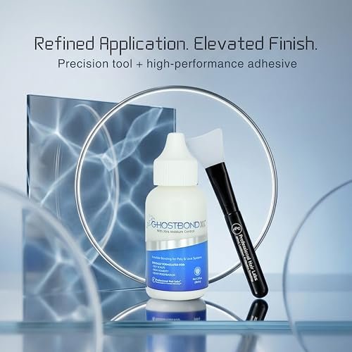 GHOSTBOND XL Hair Replacement Adhesive 1.3oz & Silicone Applicator – Invisible Lace Wig Glue, Water & Oil-Resistant, Non-Toxic, Easy Application for Lace Wigs & Hair Systems Avelisse