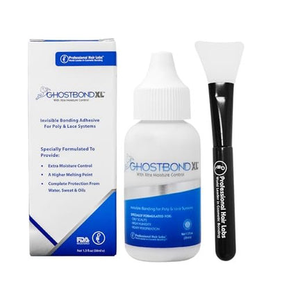 GHOSTBOND XL Hair Replacement Adhesive 1.3oz & Silicone Applicator – Invisible Lace Wig Glue, Water & Oil-Resistant, Non-Toxic, Easy Application for Lace Wigs & Hair Systems Avelisse