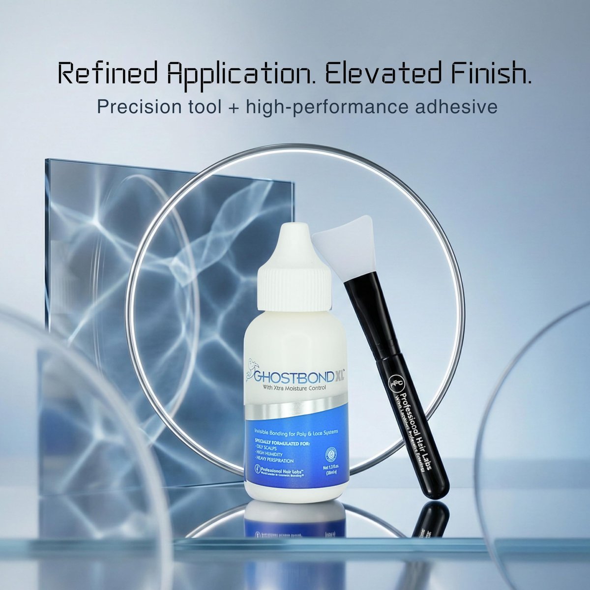 GHOSTBOND XL Hair Replacement Adhesive 1.3oz & Silicone Applicator – Invisible Lace Wig Glue, Water & Oil-Resistant, Non-Toxic, Easy Application for Lace Wigs & Hair Systems Avelisse