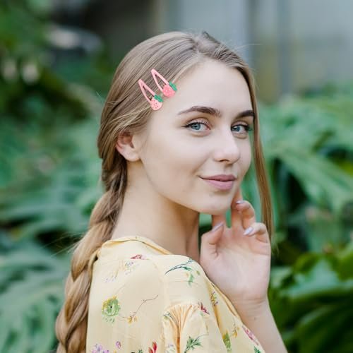 Mabor 4Pcs Strawberry Hair Clips - Snap Pink Barrettes for Girls, Toddlers, Kids, Teens - Kawaii Y2K Hair Accessories - görsel 13